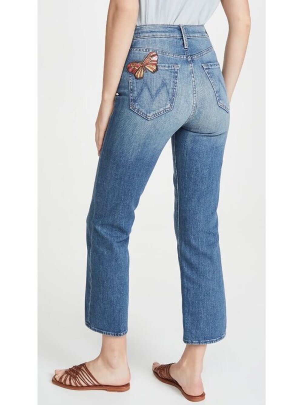 Mother Denim The Tripper Flare Jeans Embroidered Butterfly Wander Dust Y2K 28